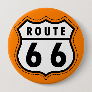 Orange Route 66 Road Sign 10 Cm Round Badge