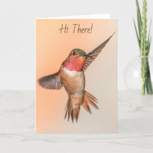 Orange Rufous Hummingbird Posing to Say Hi There Card