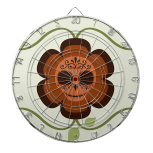 Orange Rust Cartoon Sugar Skull Flower Dartboard