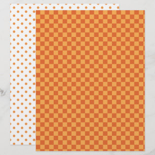 Orange/ Rust Chequerboard & Polka Dots Scrapbook