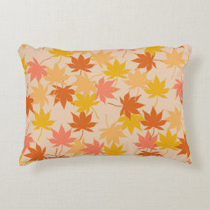 Orange Rustic Botanical Maple Leaves Pattern Fall  Decorative Cushion