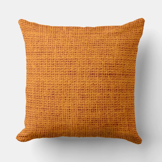 Orange Rustic Burlap Linen Cushion (Front)