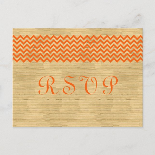 Orange Rustic Chevron RSVP Postcard (Front)