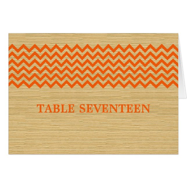 Orange Rustic Chevron Table Number Card (Front Horizontal)