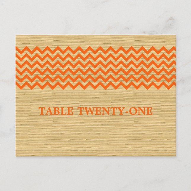 Orange Rustic Chevron Table Number Postcard (Front)