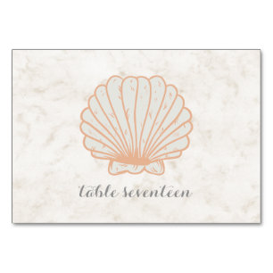 Orange Rustic Seashell Wedding Table Number