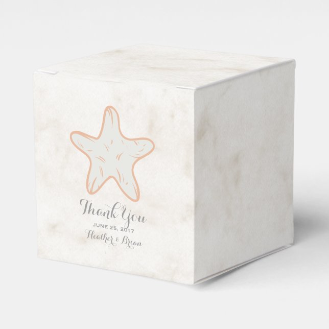 Orange Rustic Starfish Wedding Favour Box (Front Side)