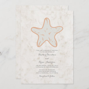 Orange Rustic Starfish Wedding Invite