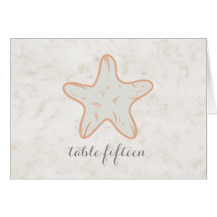 Orange Rustic Starfish Wedding Table Number