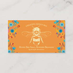 Orange Rustic Style Honey Bee Apiary Farm Business Card