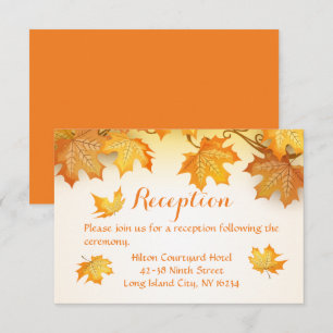 Orange Rustic Wedding Reception Fall Leavves Invitation