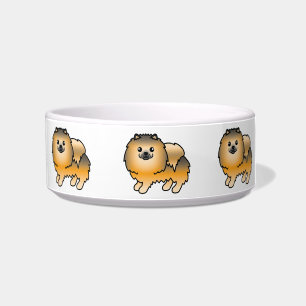 Orange Sable Fluffy Cartoon Pomeranian Dogs Bowl