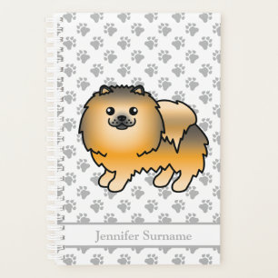 Orange Sable Pomeranian Cartoon Dog & Custom Text Planner