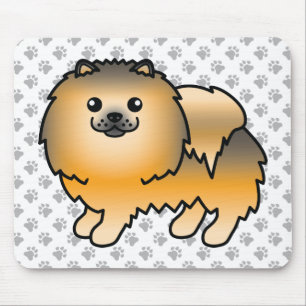 Orange Sable Pomeranian Cute Cartoon Dog & Paws Mouse Pad