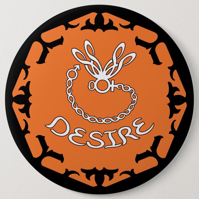 Orange Sacral Chakra "Desire" Dragonfly 6 Cm Round Badge (Front)