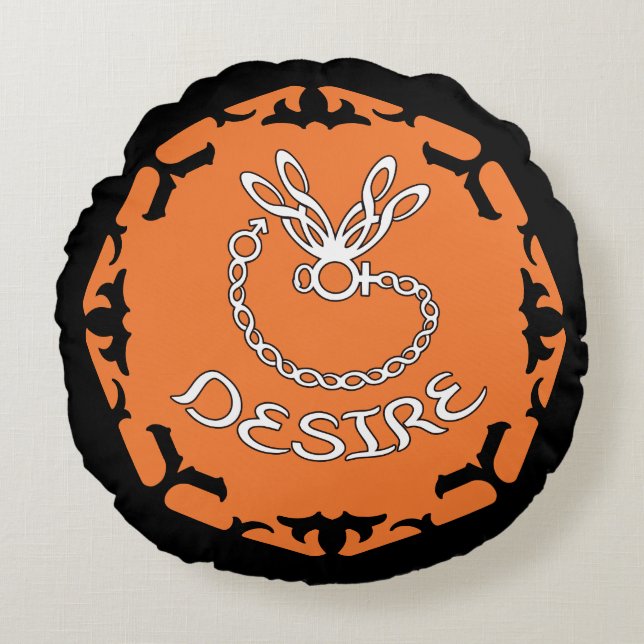Orange Sacral Chakra "Desire" Dragonfly Round Cushion (Front)
