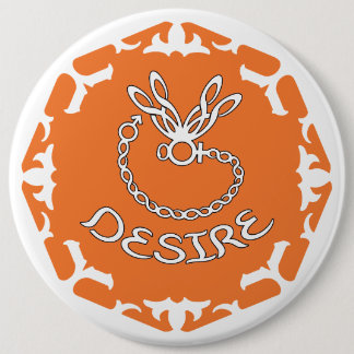 Orange Sacral Chakra "Desire" Dragonfly White BG 6 Cm Round Badge