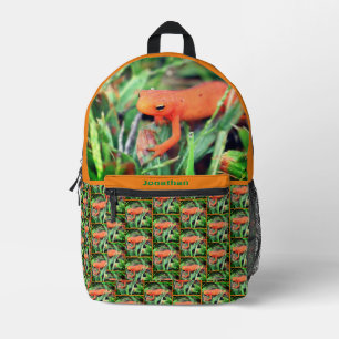 Orange Salamander Animal Personalised  Printed Backpack
