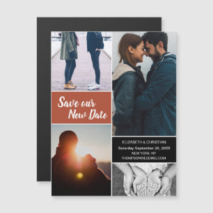 Orange Save our New Date Photo Change the Date  Magnetic Invitation