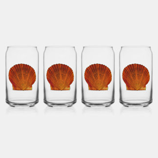 Orange Scallop Shell Seashell Can Glass