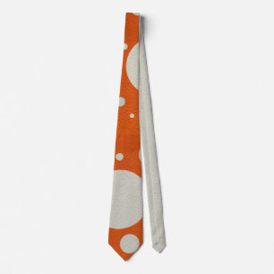 Orange Scattered Spots on Stone Leather print Tie