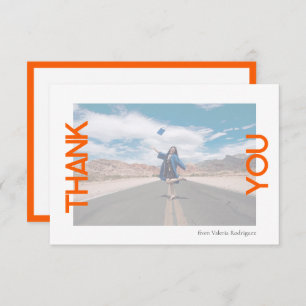 Orange School Colour Photo Thank You Card