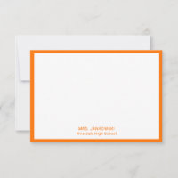 Orange School Colours Teacher Thank You Note Cards