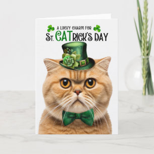 Orange Scottish Fold Lucky Charm St CATrick's Day Holiday Card
