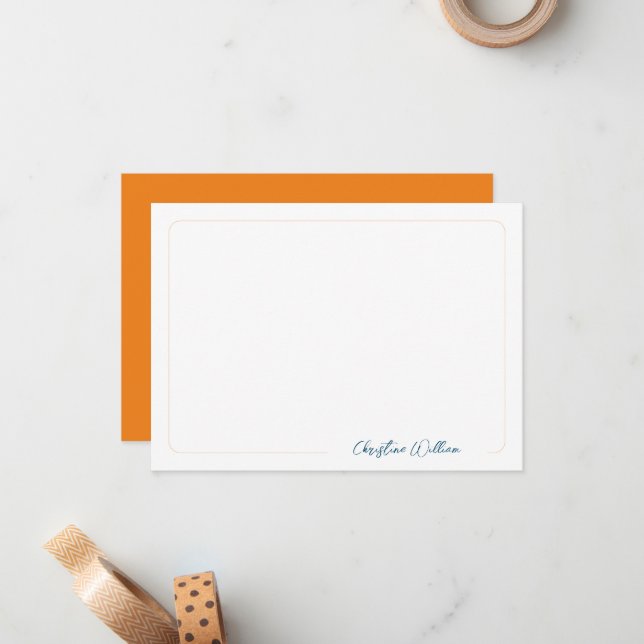 Orange Script Calligraphy Classic Rounded Border  Card (Front/Back In Situ)