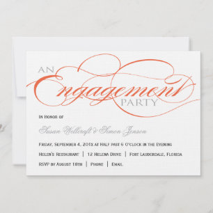 Orange Script Engagement Party Invitation