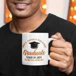 Orange Script Graduate Custom 2023 Graduation Coffee Mug<br><div class="desc">This modern orange script custom senior graduate mug features your high school or college name for the class of 2023. Customize with your graduating year under the chic handwritten script and black grad cap for a great personalized graduation party favor gift.</div>