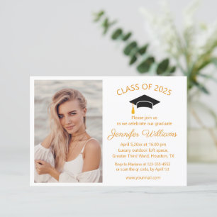 orange script photo graduation party class of 2025 invitation