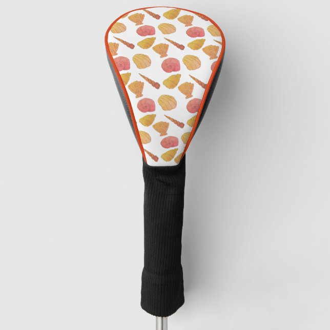 Orange Sea Shells Golf Head Cover (Front)