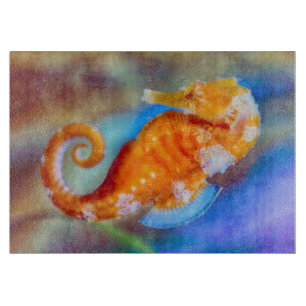 Orange Seahorse delight Cutting Board