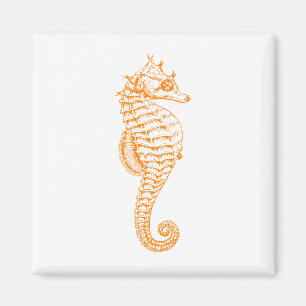 Orange Seahorse Magnet