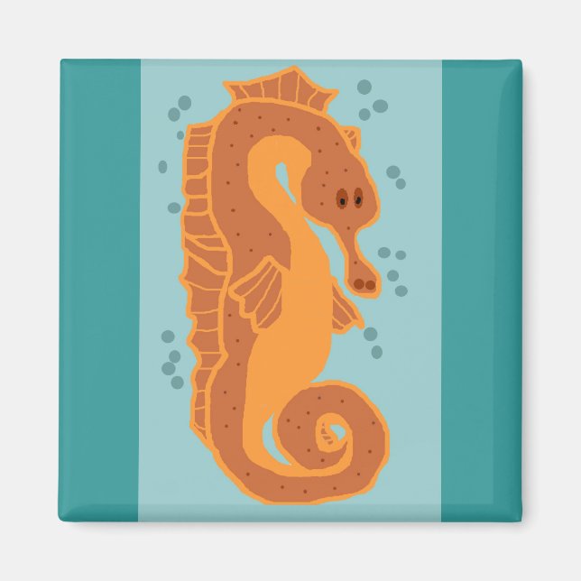 Orange Seahorse magnet (Front)