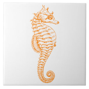 Orange Seahorse Tile