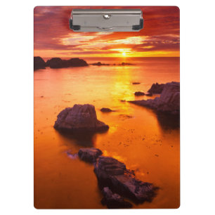 Orange seascape, sunset, California Clipboard