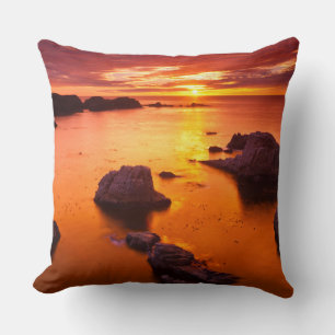 Orange seascape, sunset, California Cushion