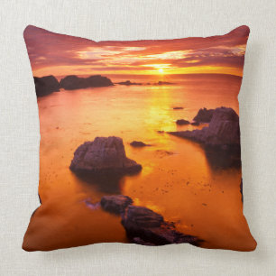 Orange seascape, sunset, California Cushion