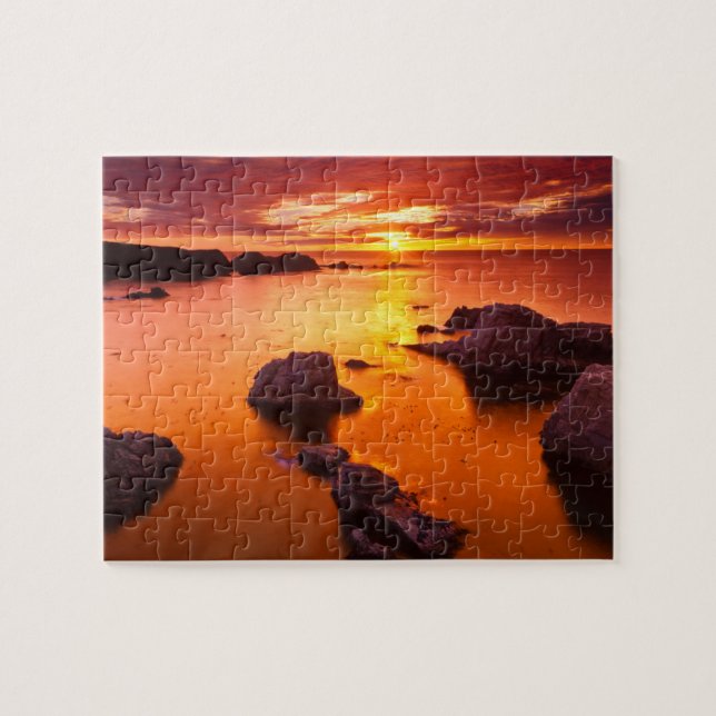 Orange seascape, sunset, California Jigsaw Puzzle (Horizontal)