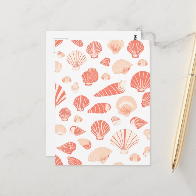 Orange Seashells | Beach Ocean Postcard (Front/Back In Situ)