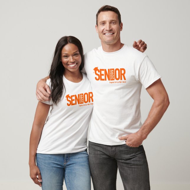 Orange SENIOR with Graduation Cap T-Shirt (Unisex)