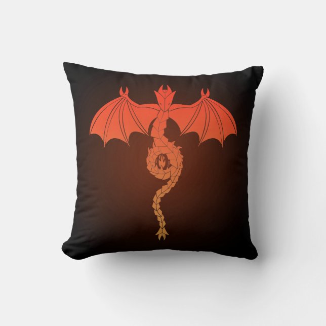 Orange Serpent Dragon Cushion (Front)