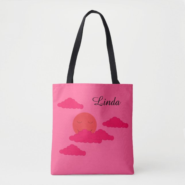 Orange Setting Sun: Fuchsia Tote Bag (Front)