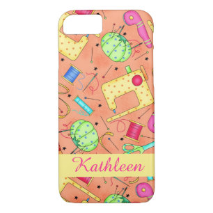 Orange Sewing Notions Art Name Personalised iPhone 8/7 Case