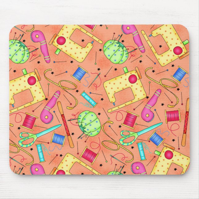 Orange Sewing Notions Mousepad (Front)