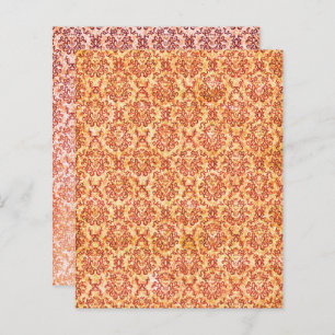 Orange shabby vintage motif scrapbook paper