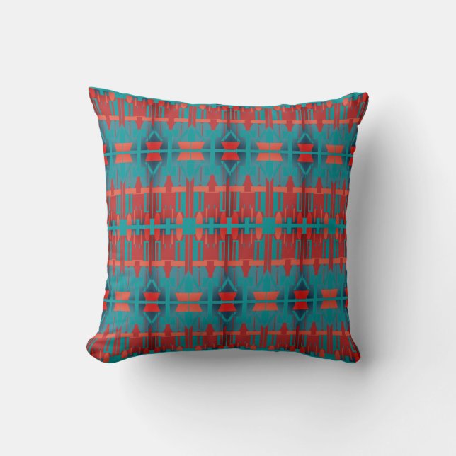 Orange Shades Red Teal Horizontal Mediterranean Cushion (Front)