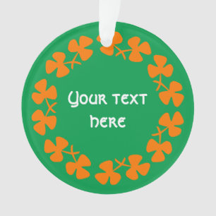 Orange Shamrocks Border Add Text Ornament